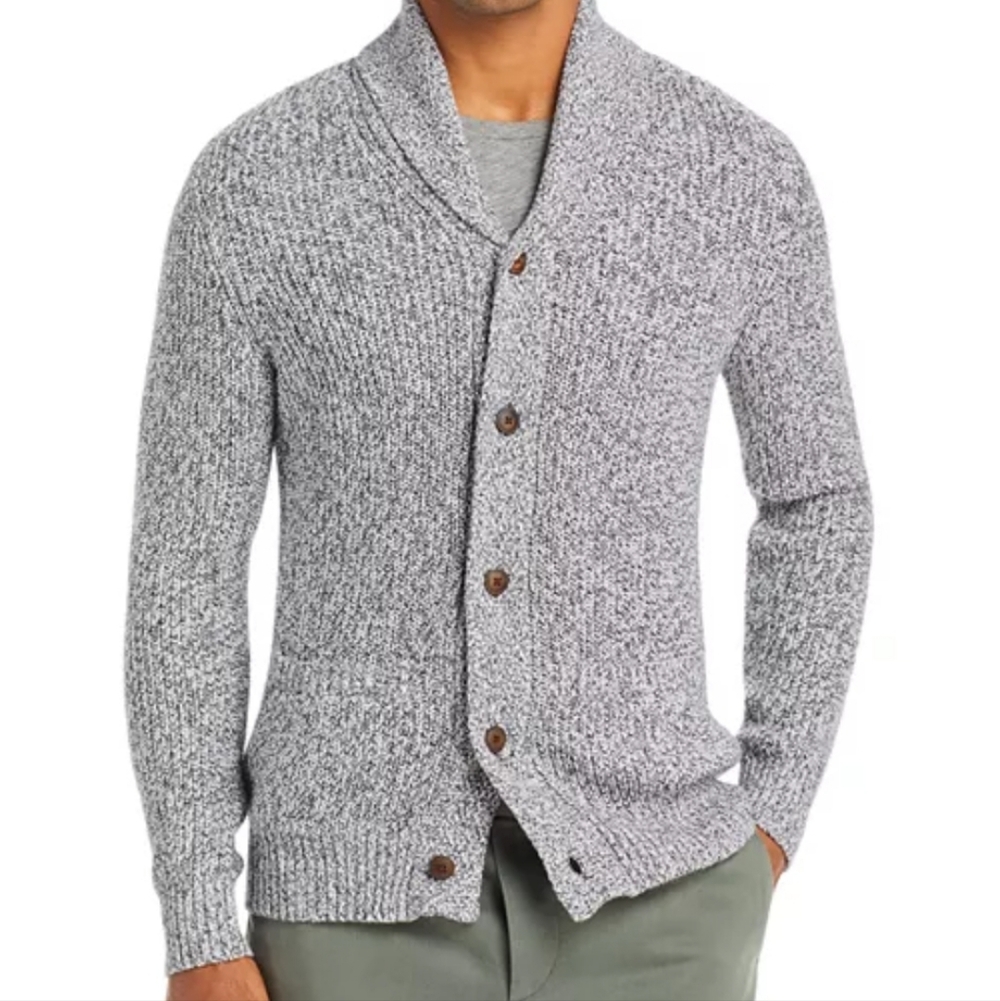 Faherty Men's Marled Cotton & Cashmere Shawl Collar Cardigan